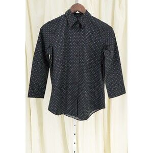 Lauren Ralph Lauren Women's Stretch Non-Iron Polka Dot Long Sleeve Shirt Size S